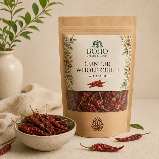 Boho Greens & Spices Guntur whole red chillies with stem